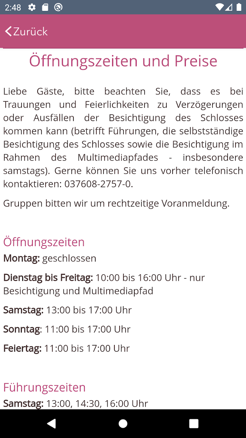 Schloss Waldenburg (Android App) — 1